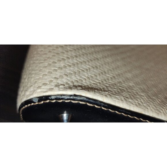 VTG Brighton Vintage Straw Tote Bag Black Leather Trim & Silver Heart Accents - Picture 8 of 8